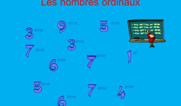 Les nombres ordinaux 1 à 9