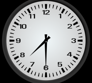 O’clock and half past on the analogue clock