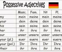 Declination of the possessive pronouns