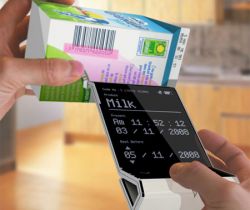 Scan the food. (Terms used-scanner,expiry,food markings-green=veg,….)