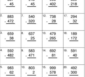 Soustraction jusqu'au nombre 999 en utilisant la méthode de changement de nom
